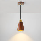 Suspension cylindrique en noyer massif avec cordon lumineux