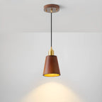 Suspension cylindrique en noyer massif avec cordon lumineux