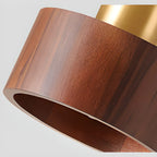 Suspension cylindrique en noyer massif avec cordon lumineux