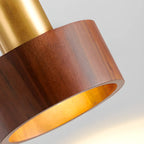 Suspension cylindrique en noyer massif avec cordon lumineux