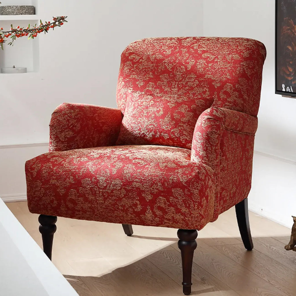 Fauteuil tonneau en tissu rayé bleu céruléen avec accoudoirs