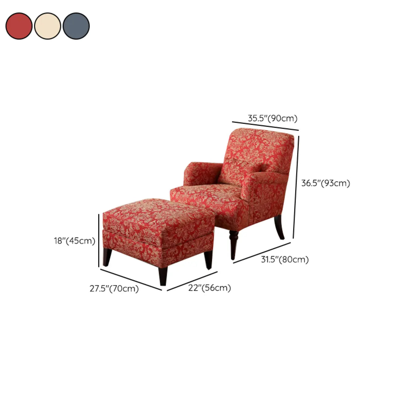 Fauteuil tonneau en tissu rayé bleu céruléen avec accoudoirs