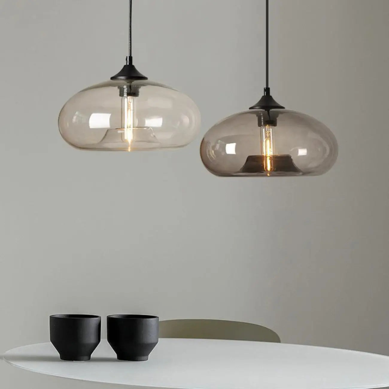Suspension moderne en verre pour îlot de cuisine