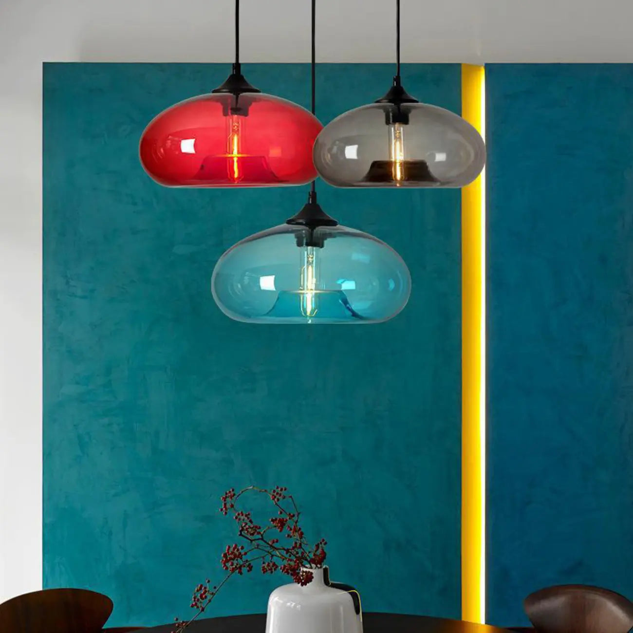 Suspension moderne en verre pour îlot de cuisine