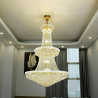 Lustre réglable en cristal clair doré