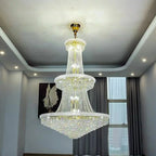 Lustre réglable en cristal clair doré