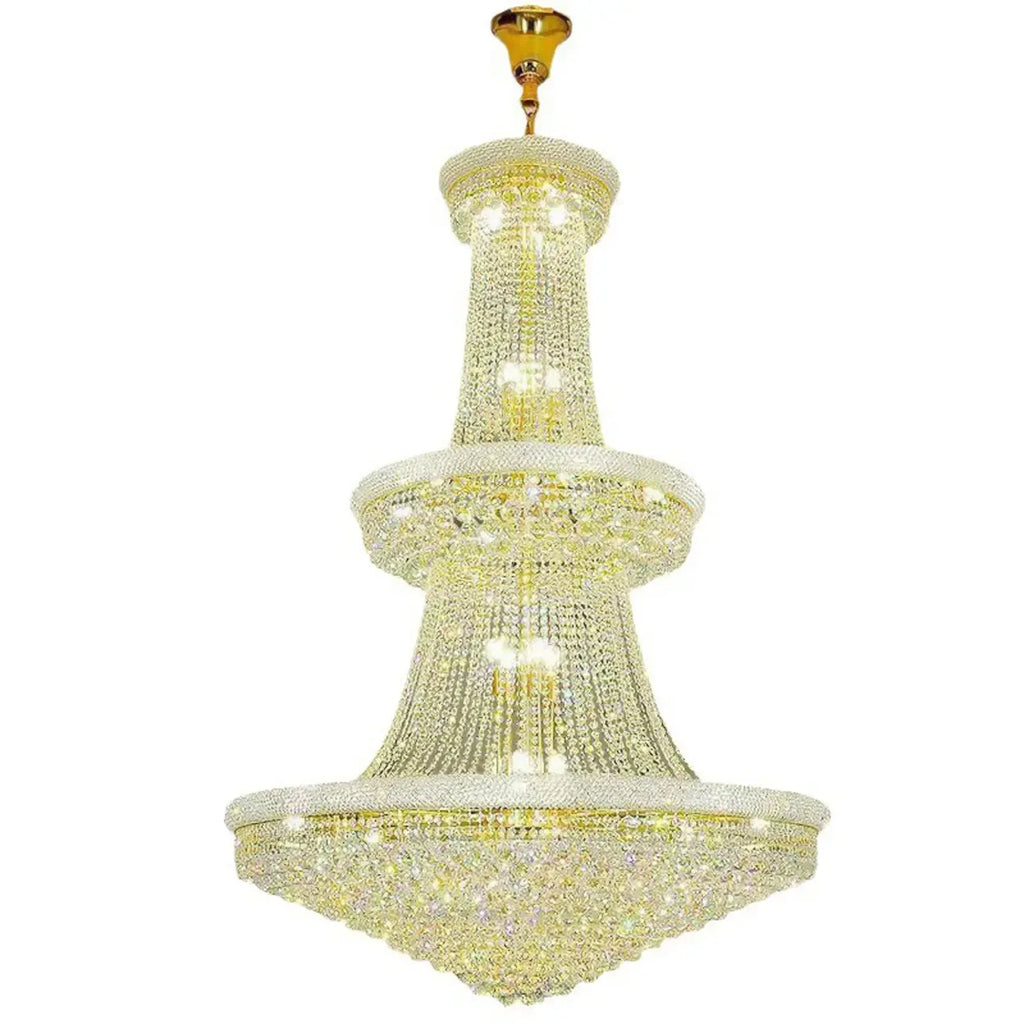 Lustre réglable en cristal clair doré