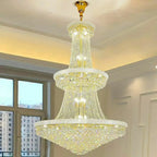 Lustre réglable en cristal clair doré
