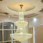 Lustre réglable en cristal clair doré