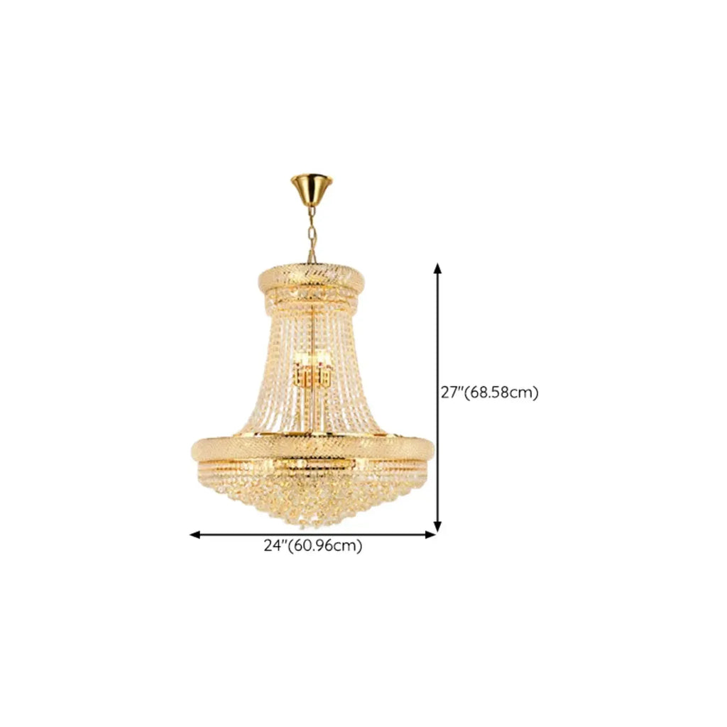 Lustre réglable en cristal clair doré