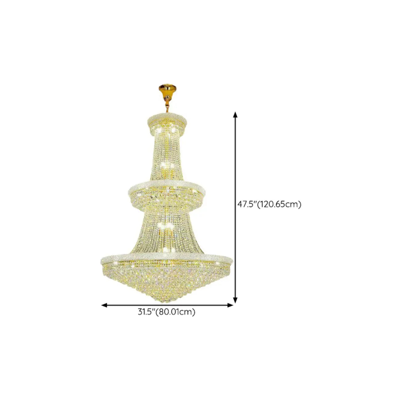 Lustre réglable en cristal clair doré