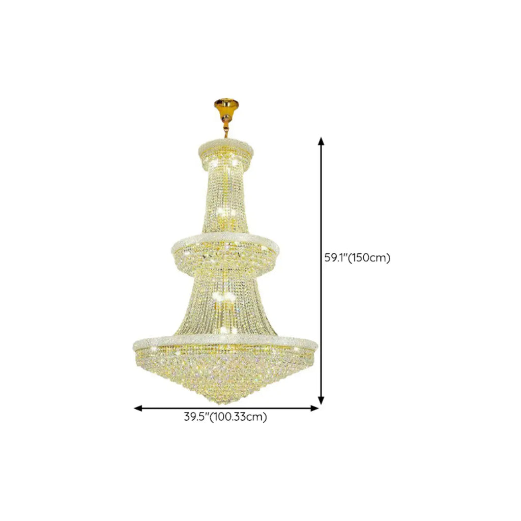 Lustre réglable en cristal clair doré