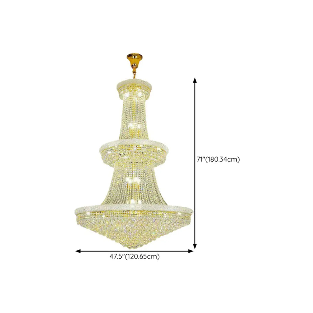 Lustre réglable en cristal clair doré
