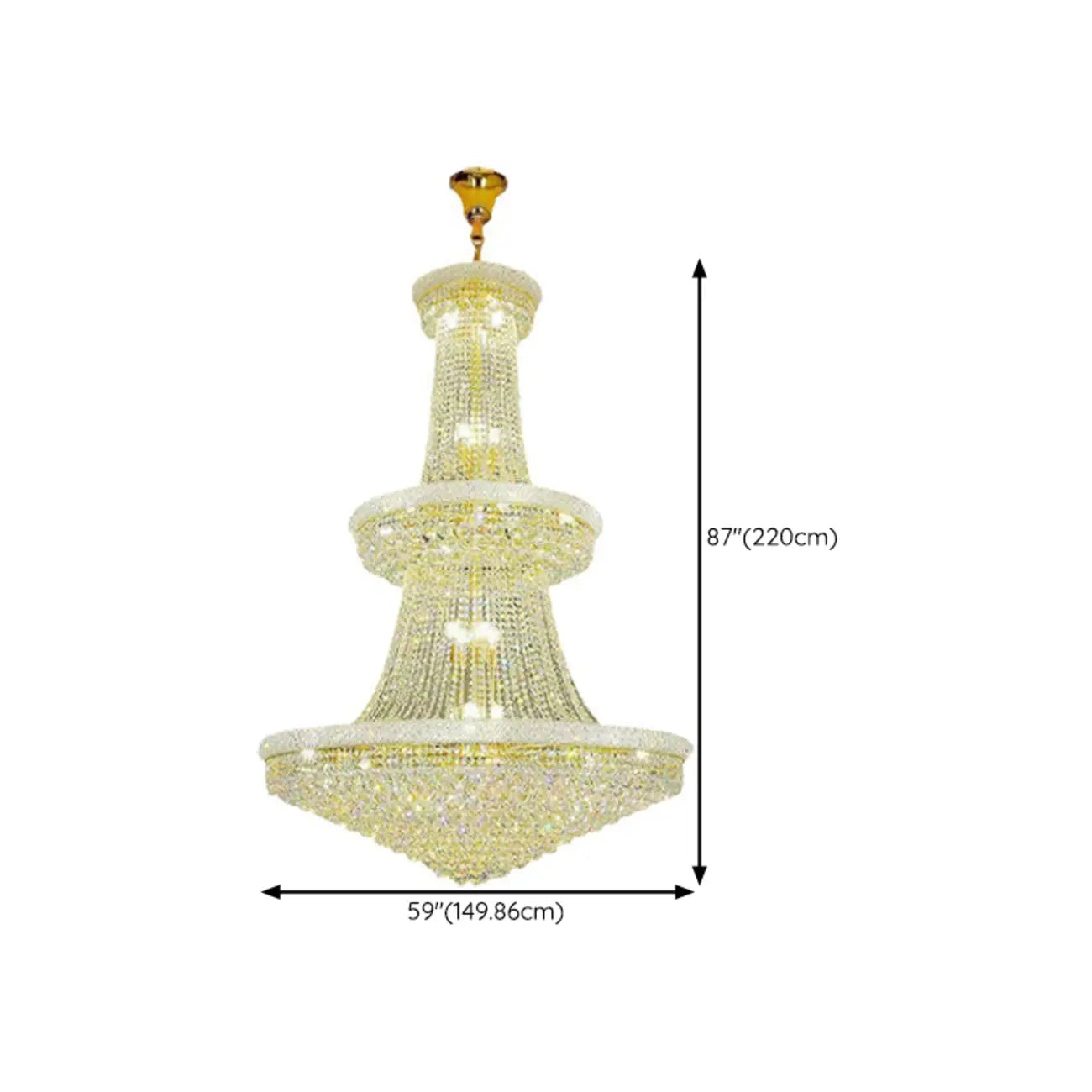 Lustre réglable en cristal clair doré