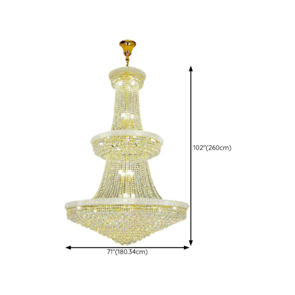 Lustre réglable en cristal clair doré