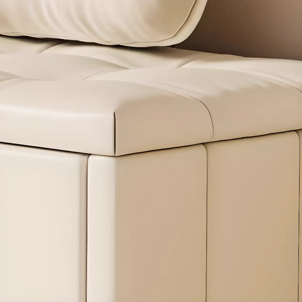 Banc à chaussures rembourré en bois avec étagères réglables et façade rabattable