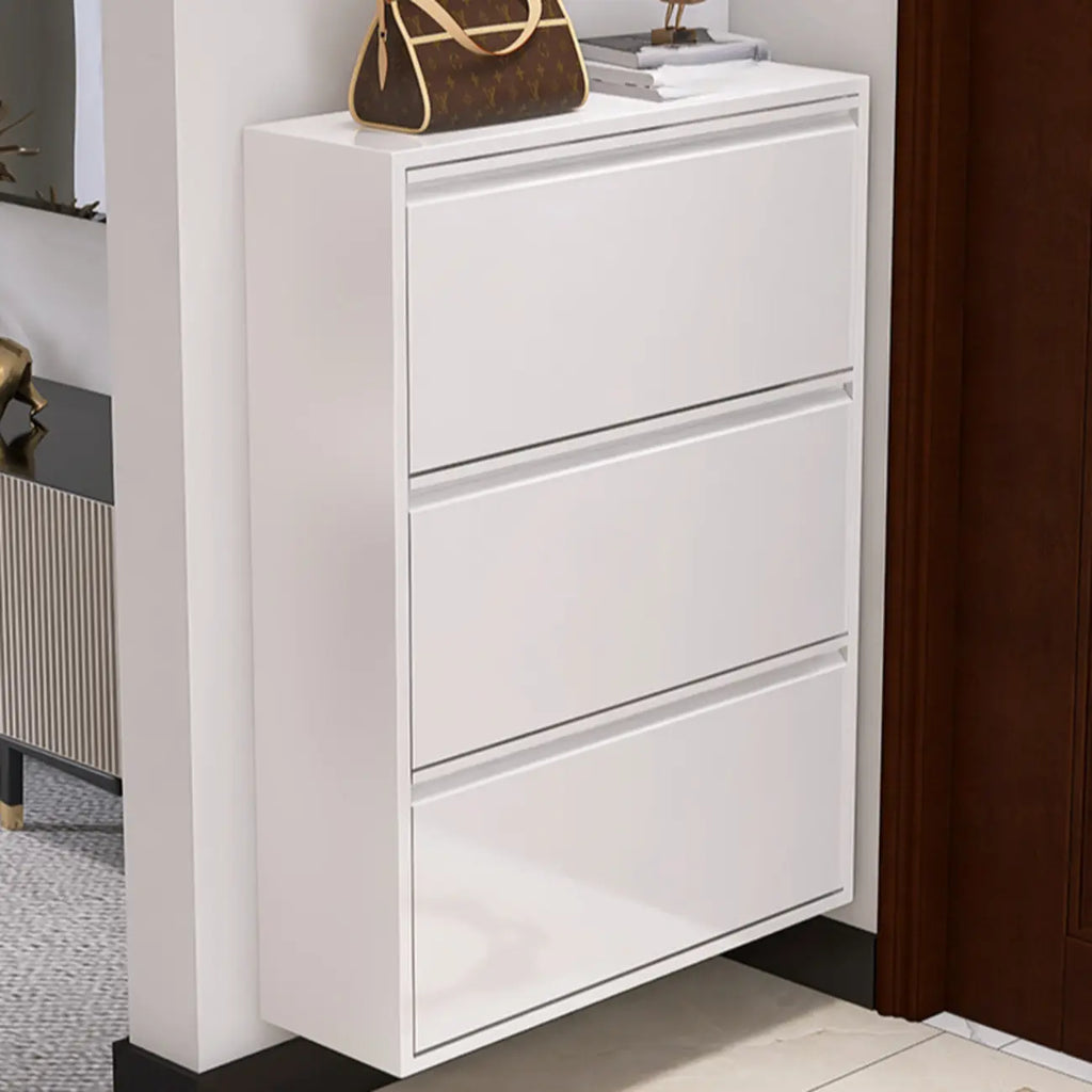 Armoire à chaussures murale en métal blanc pour entrée