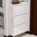 Armoire à chaussures murale en métal blanc pour entrée