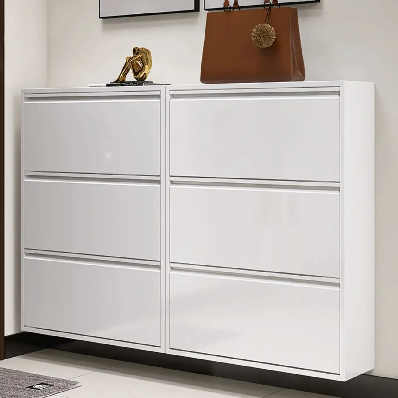 Armoire à chaussures murale en métal blanc pour entrée