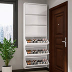 Armoire à chaussures murale en métal blanc pour entrée