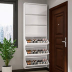 Armoire à chaussures murale en métal blanc pour entrée