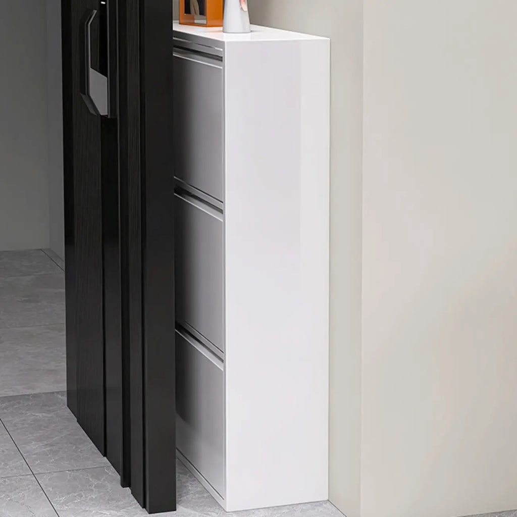 Armoire à chaussures murale en métal blanc pour entrée