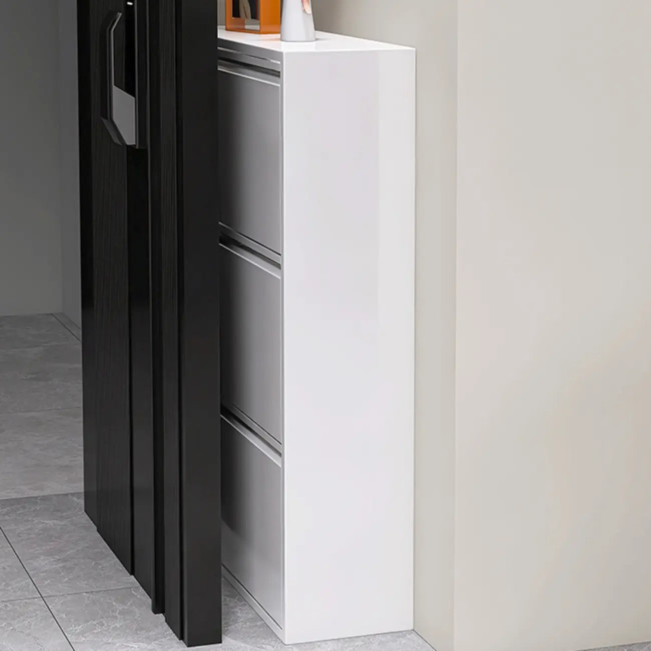 Armoire à chaussures murale en métal blanc pour entrée