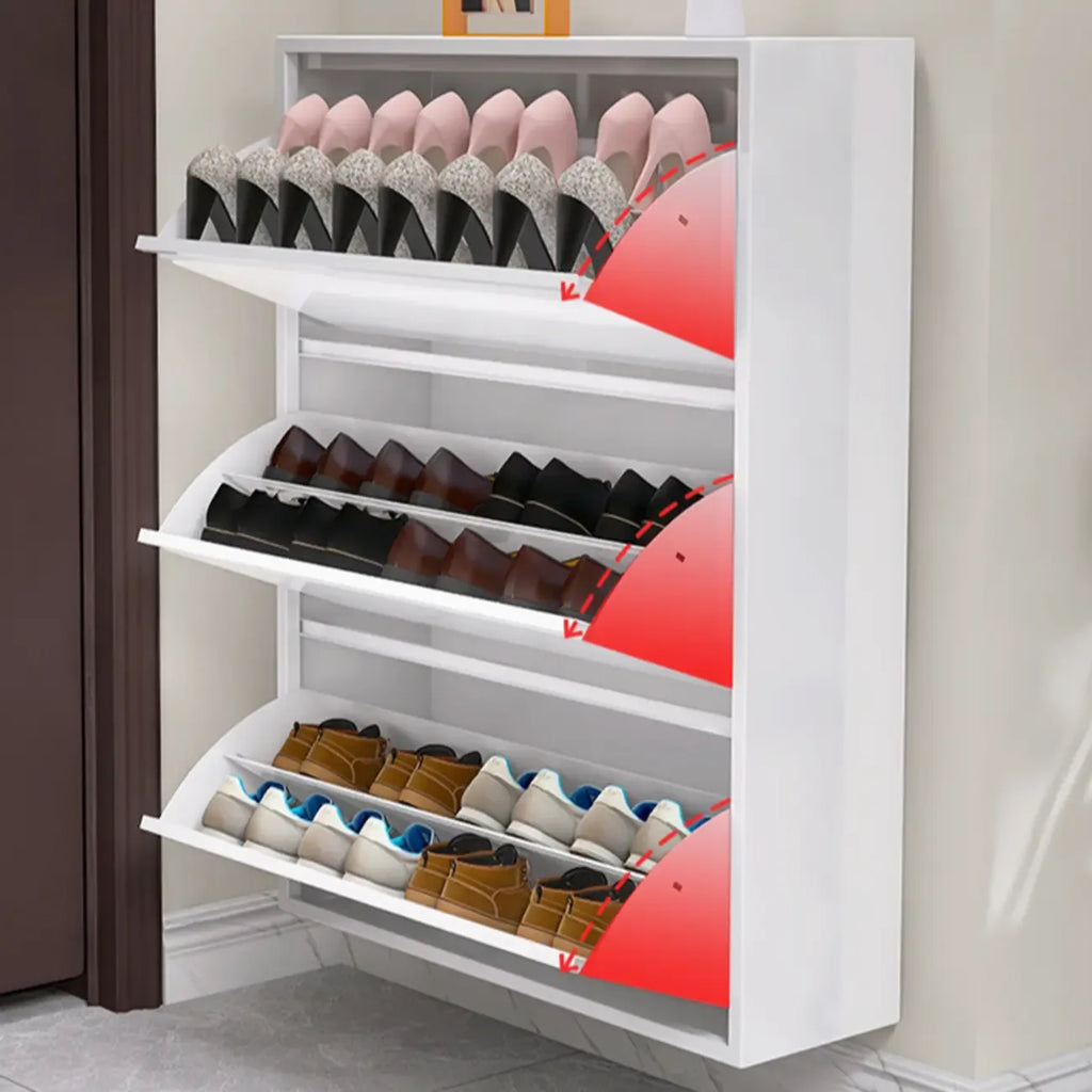 Armoire à chaussures murale en métal blanc pour entrée