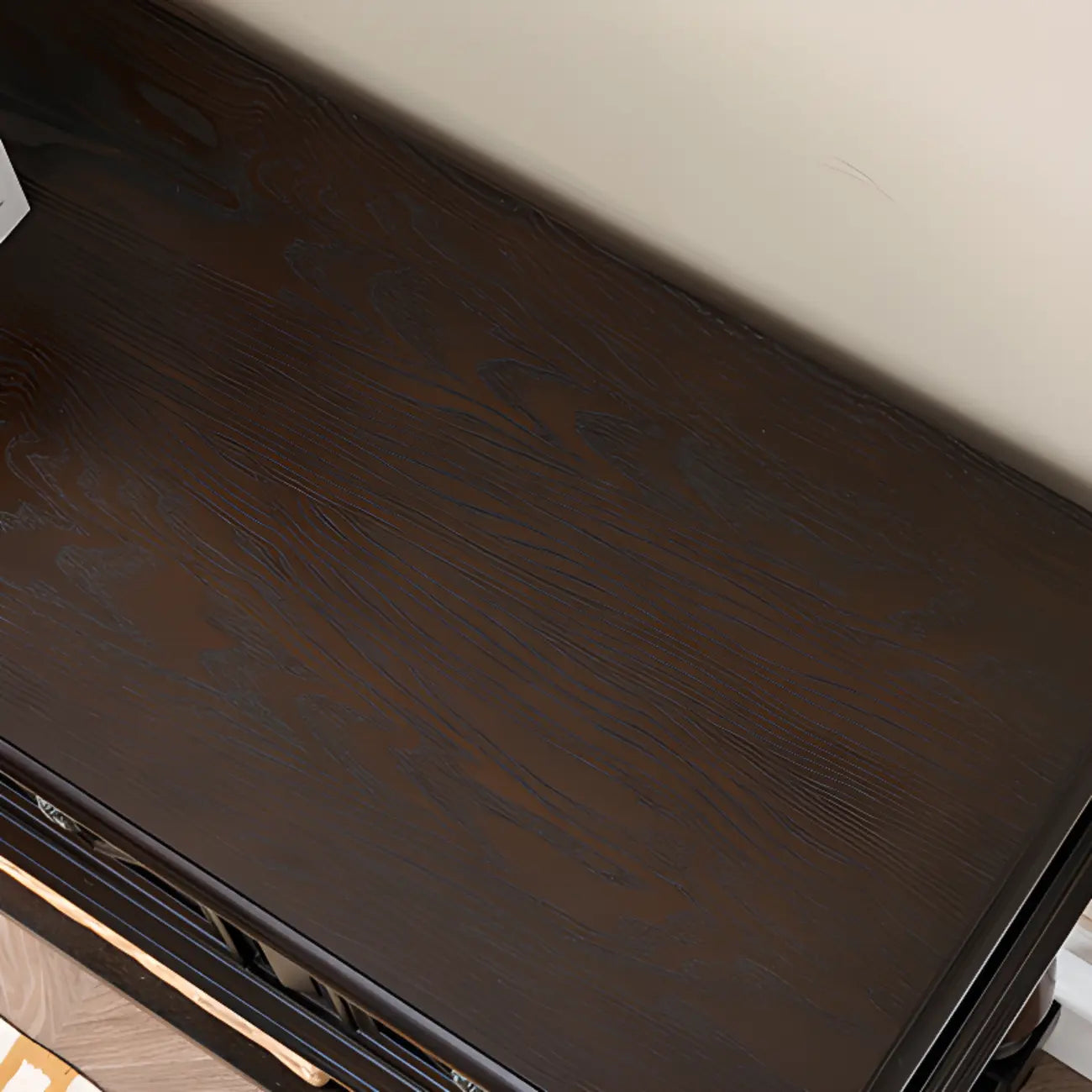Console rectangulaire classique en bois noir avec rangement