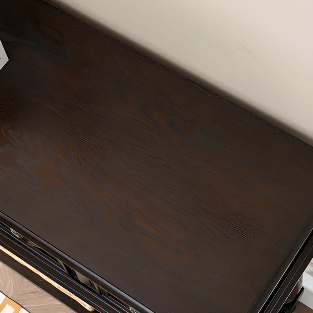 Console rectangulaire classique en bois noir avec rangement