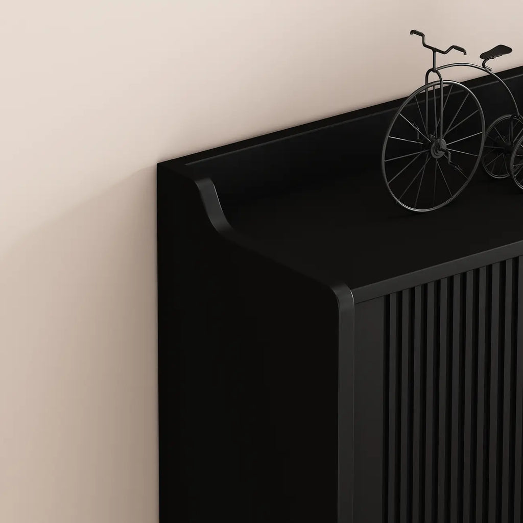 Meuble à chaussures d'entrée en bois noir avec portes