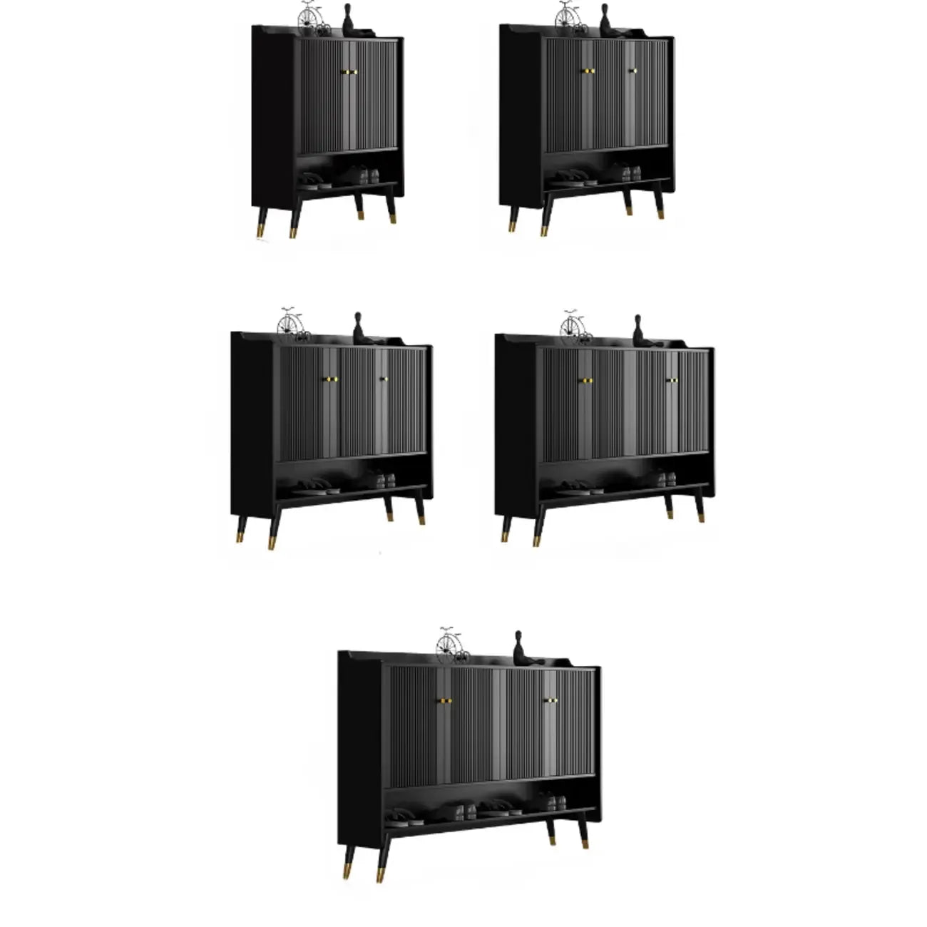 Meuble à chaussures d'entrée en bois noir avec portes