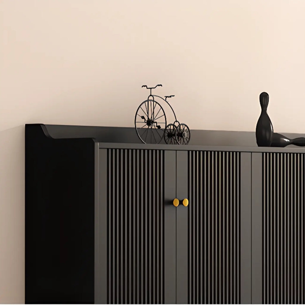 Meuble à chaussures d'entrée en bois noir avec portes