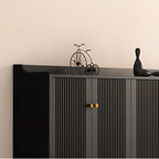Meuble à chaussures d'entrée en bois noir avec portes