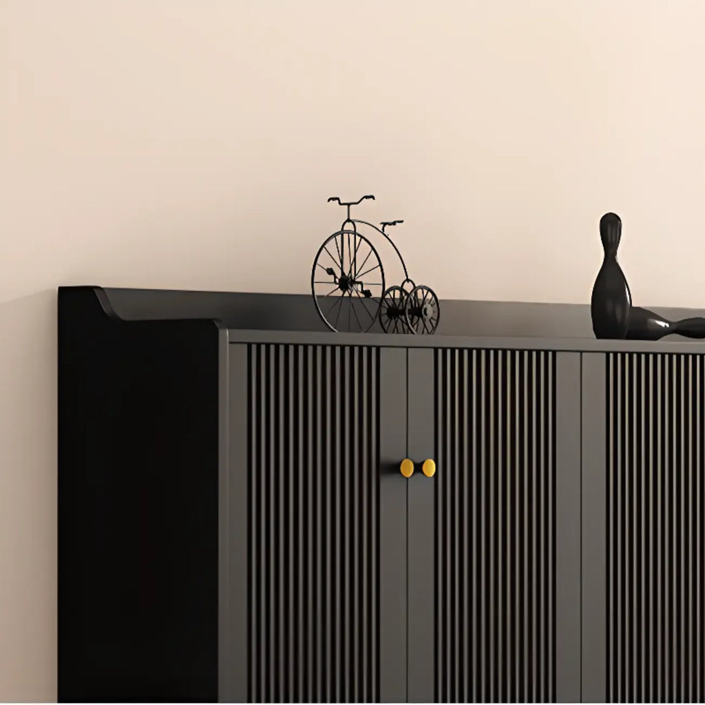 Meuble à chaussures d'entrée en bois noir avec portes