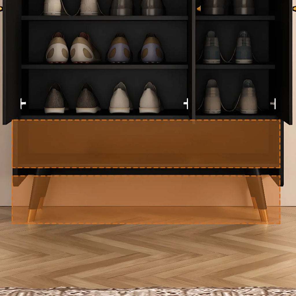 Meuble à chaussures d'entrée en bois noir avec portes