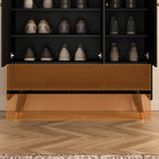 Meuble à chaussures d'entrée en bois noir avec portes