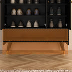 Meuble à chaussures d'entrée en bois noir avec portes