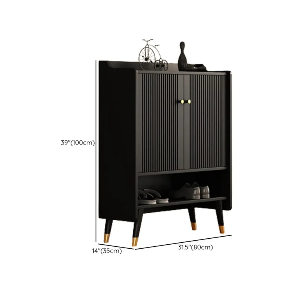 Meuble à chaussures d'entrée en bois noir avec portes
