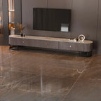 Meuble TV rectangulaire luxueux en pierre avec tiroirs pour salon