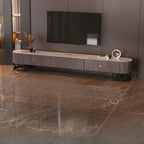 Meuble TV rectangulaire luxueux en pierre avec tiroirs pour salon