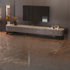 Meuble TV rectangulaire luxueux en pierre avec tiroirs pour salon