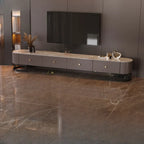 Meuble TV rectangulaire luxueux en pierre avec tiroirs pour salon