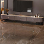 Meuble TV rectangulaire luxueux en pierre avec tiroirs pour salon