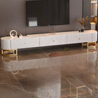 Meuble TV rectangulaire luxueux en pierre avec tiroirs pour salon