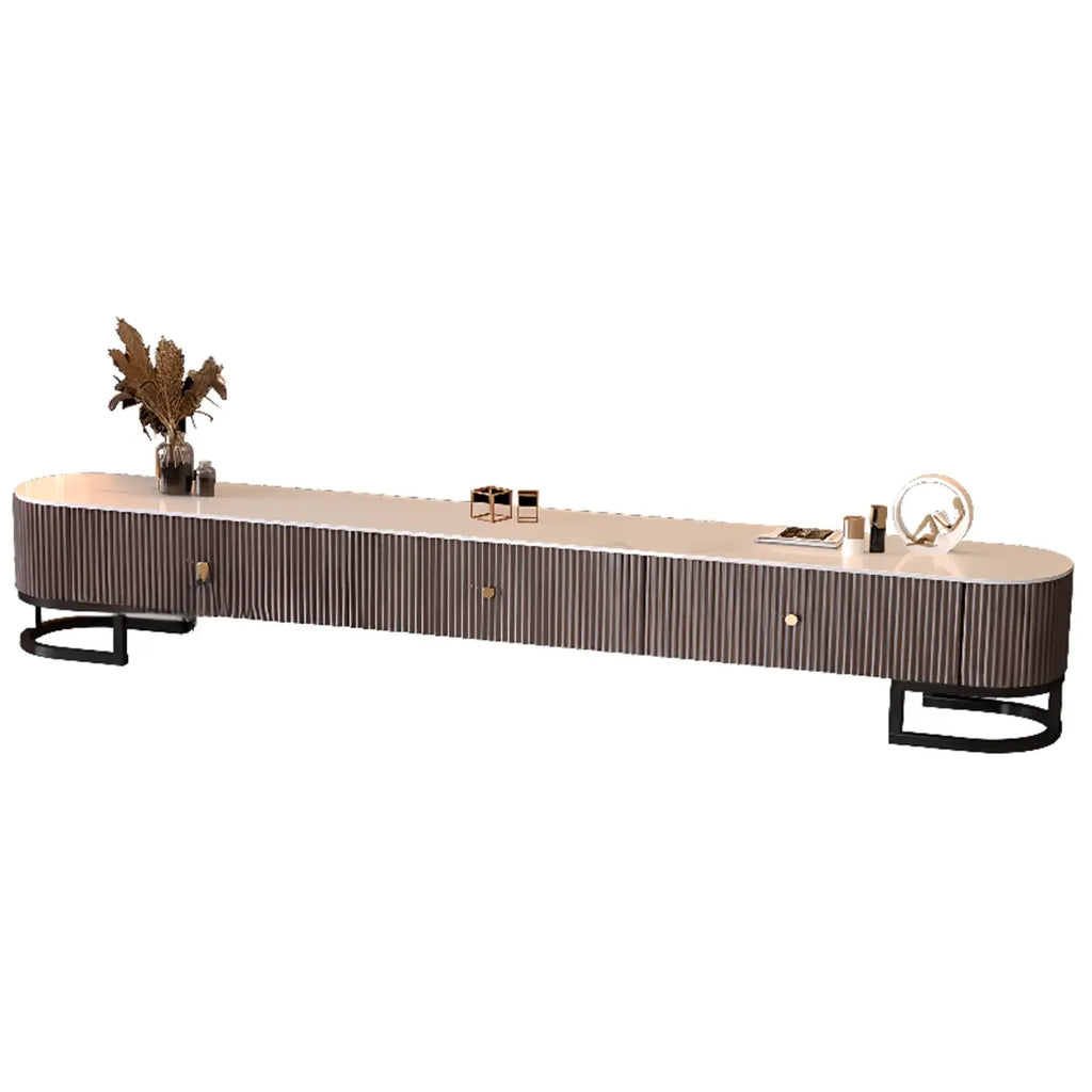 Meuble TV rectangulaire luxueux en pierre avec tiroirs pour salon