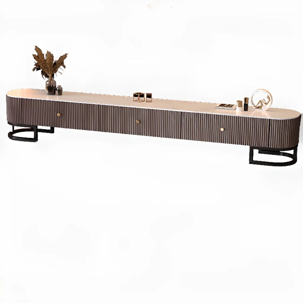 Meuble TV rectangulaire luxueux en pierre avec tiroirs pour salon