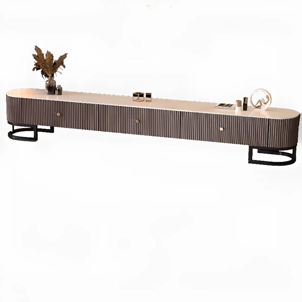 Meuble TV rectangulaire luxueux en pierre avec tiroirs pour salon