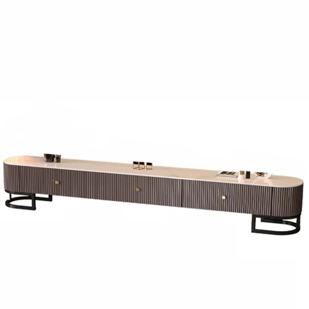 Meuble TV rectangulaire luxueux en pierre avec tiroirs pour salon