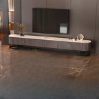 Meuble TV rectangulaire luxueux en pierre avec tiroirs pour salon